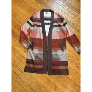Tyler Boe Cardigan Womens Medium Southwestern Aztec Pattern Open Front Pockets
